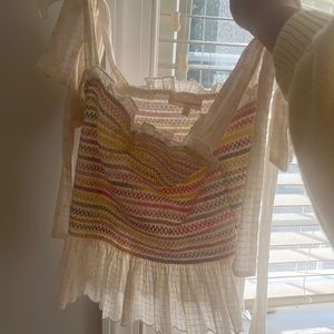 Love shack fancy preppy top with sweats heart neckline barley worn no damage